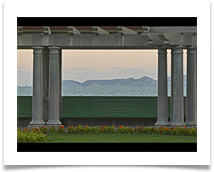 Cape Kidnappers through the pergola window - Richard Nicholls